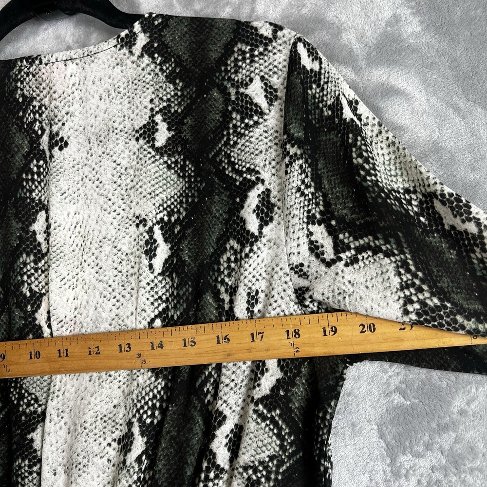 Buddy Love Snakeskin Print Maxi Dress Grey Black V-Neck Long Sleeve Slit Large - Picture 10 of 16